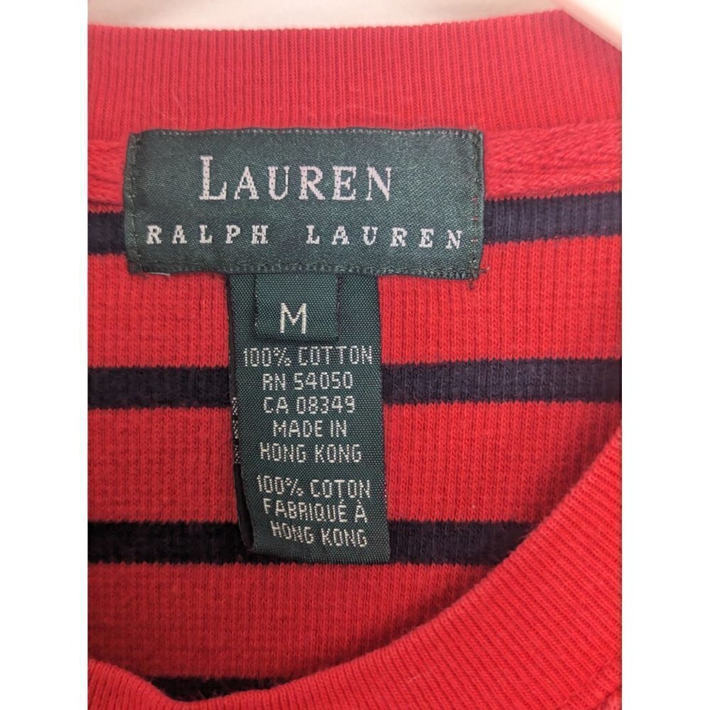 Lauren Ralph Lauren Red Striped Blue Long Sleeve Sweater Gold Crest Women's M - Picture 3 of 6